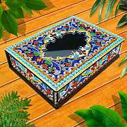 DIY Diamond Jewelry Box Kits, including Wooden Board with Mirror, Resin Rhinestones, Diamond Sticky Pen, Tray Plate and Glue Clay, Colorful, Finished Product: 200x150x45mm(DIAM-PW0001-084D)