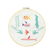 Embroidery Starter Kits, including Embroidery Fabric & Thread, Needle, Instruction Sheet, Fish, 290mm(DIY-P077-054)