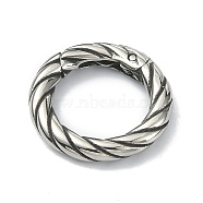 Tibetan Style 316 Surgical Stainless Steel Spring Gate Rings, Twist Round Ring, Antique Silver, 19x3.2mm(STAS-E191-04AS-01)