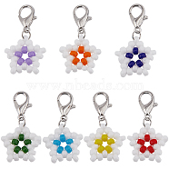 21Pcs 7 Colors Star Glass Seed Beaded Locking Stitch Markers, Zinc Alloy Crochet Lobster Clasp Charms, Mixed Color, 28~29mm, 3pcs/style(HJEW-SC0001-53)