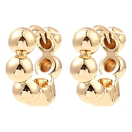 Brass Beaded Hoop Earrings, Ring, Light Gold, 13.5x15x4.5mm(EJEW-I289-06A-KCG)