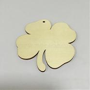 Wood Pendants, Clover, Floral White, 79x75x2.5mm, Hole: 3mm(WOOD-WH0002-09)