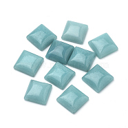 Natural White Jade Cabochons, Dyed, Square, Medium Turquoise, 10x10x5mm(G-Q975-10x10-05)