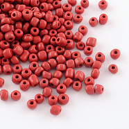 Glass Seed Beads, Opaque Colours Seed, Small Craft Beads for DIY Jewelry Making, Round, Crimson, 3mm, Hole:1mm, about 10000pcs/pound(SEED-A010-3mm-45B)