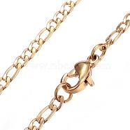 304 Stainless Steel Figaro Chain Necklaces, with Lobster Clasps, Golden, 17.7 inch(45cm), 2mm(STAS-F034-03G)