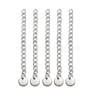 304 Stainless Steel Chain Extender, with Flat Round Charms, Stainless Steel Color, 56x3mm(STAS-E104-41G)