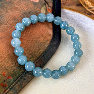 Natural Aquamarine Round Beads Stretch Bracelets for Women, (AP1591-1)