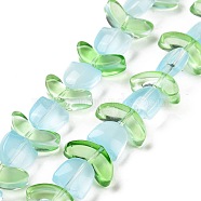 Transparent Glass Beads Strands, Tulip, Pale Turquoise, 6.5~9x9~14x4~5.5mm, Hole: 1mm, about 29pcs/strand, 15.71''(39.9cm)(LAMP-H061-02I)