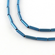 Electroplate Non-magnetic Synthetic Hematite Tube Bead Strands, Blue Plated, 8x2mm, Hole: 1mm, about 51pcs/strand, 15.9 inch(G-S203-10B)