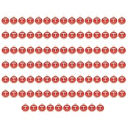 Golden Plated Enamel Alloy Charms, Enamelled Sequins, Flat Round, Red, Letter.T, 14x12x2mm, Hole: 1.5mm, 100pcs/Box(ENAM-SZ0001-26C-T)