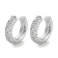 Brass Micro Pave Cubic Zirconia Cuff Earrings for Women, Platinum, 14x15x4mm(EJEW-D088-07P)
