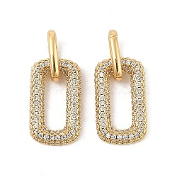 Brass Micro Pave Cubic Zirconia Pendants, Rectangle, Rack Plating, Long-Lasting Plated, Lead Free and Cadmium Free, Real 18K Gold Plated, 18.5x10.5x2.5mm, Hole: 5x4mm(KK-P300-02G)