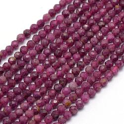 Natural Ruby Beads Strands, Faceted, Round, 2.5mm, Hole: 0.6mm, about 155pcs/strand, 15.35 inch(39cm)(G-E411-14-2.5mm)