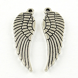 Tibetan Style Alloy Pendants, Wing, Cadmium Free & Lead Free, Antique Silver, 30x9x1mm, Hole: 1mm, about 793pcs/1000g(TIBE-Q050-106AS-LF)