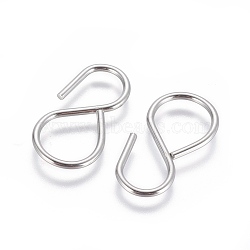 Stainless Steel Hook and S Hook Clasps, Stainless Steel Color, 27x13x1.5mm, Hole: 10mm(STAS-E464-18P)