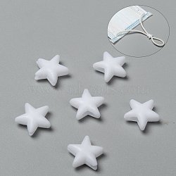 Star PVC Plastic Cord Lock for Mouth Cover, Anti Slip Cord Buckles, Rope Adjuster, White, 10.5x10.5x4mm, Hole: 2.5x4mm(KY-D013-01A)
