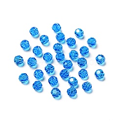 Imitation Austrian Crystal Beads, Grade AAA, Faceted(32 Facets), Round, Dodger Blue, 6mm, Hole: 0.7~0.9mm(SWAR-F021-6mm-243)