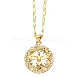 Brass Micro Pave Cubic Zirconia Pendant Necklaces, Bird, 16.93 inch(43cm), Pendant: 28x21mm(PW-WG45591-03)