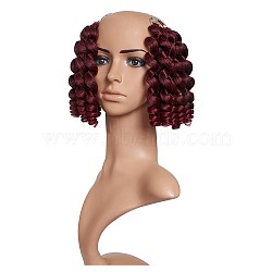 Wand Curly Crochet Hair, African Collection Crochet Braiding Hair, Heat Resistant Low Temperature Fiber, Short & Curly, Burgundy, 8inches(20.3cm)20strands/pc(OHAR-G005-15A)