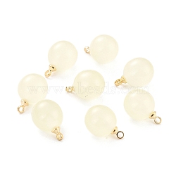 Opaque Resin Charms, with Golden Tone Alloy Findings, Round, White, 14x10mm, Hole: 1mm(PALLOY-C157-16)