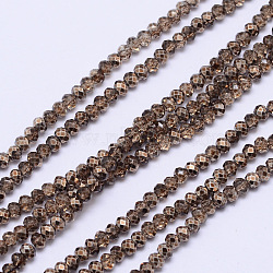 Faceted Rondelle Transparent Painted Glass Beads Strands, Coffee, 4x3mm, Hole: 1mm, about 125pcs/strand, 15 inch(DGLA-J001-C14-4mm)
