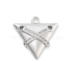 Brass Micro Pave Clear Cubic Zirconia Pendants, Triangle, 17x17x3mm, Hole: 1.5mm(ZIRC-I067-01D)