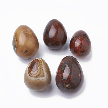 Natural Ocean Jasper Egg Stone, Pocket Palm Stone for Anxiety Relief Meditation Easter Decor, 60~90x30~60mm
