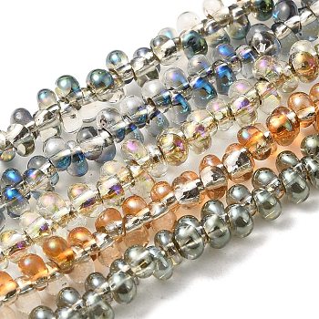 Electroplate Glass Beads Strands, Top Drilled Beads, Teardrop, Mixed Color, 5x4x2~3mm, Hole: 1mm, about 215pcs/strand, 20.4 inch