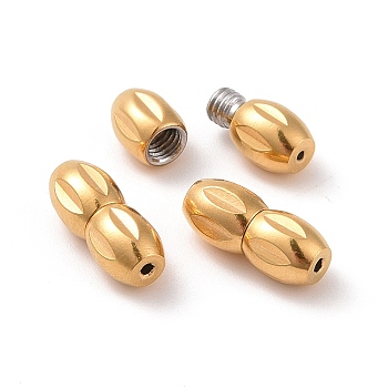 304 Stainless Steel Screw Clasps, Oval, Golden, 12x5mm, Hole: 0.7mm