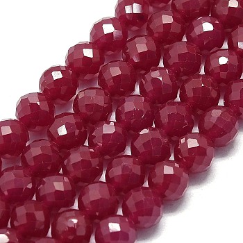 Lab Grown Red Corundum Beads Strands, Faceted, Round, 6mm, Hole: 0.8mm, about 65pcs/strand, 15.16 inch(38.5cm)