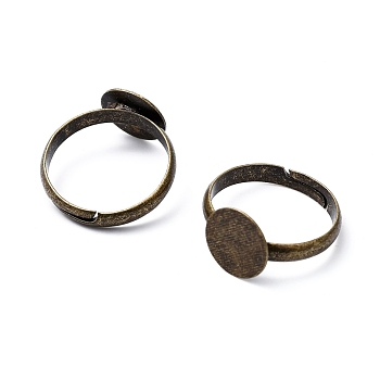 Brass Pad Ring Base Findings, Adjustable, Cadmium Free & Nickel Free & Lead Free, Antique Bronze, 19mm