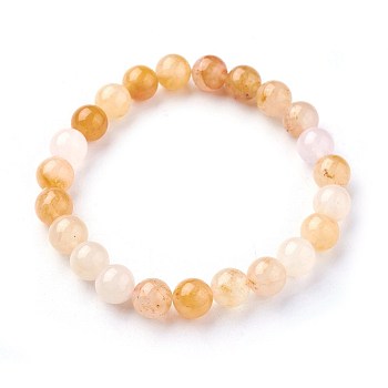 Natural Topaz Jade Beads Stretch Bracelets, Round, 2 inch~2-1/8 inch(5.2~5.5cm), Beads: 8~9mm