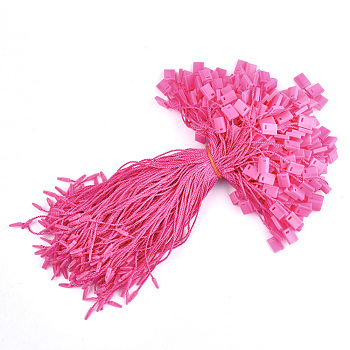 Polyester Cord with Seal Tag, Plastic Hang Tag Fasteners, Deep Pink, 185~195x1mm, about 850pcs/bag