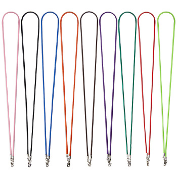 9Pcs 9 Colors Cotton Wax Cord Mask Strap Extender, Face Mask Lanyard Strap, with Iron Clasp, Mixed Color, 640x2.5mm, 1pc/color
