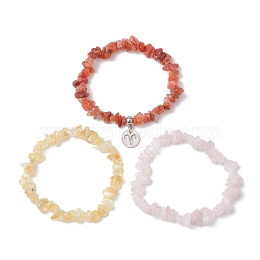 3pcs 3 styles ensembles de bracelets extensibles en quartz rose naturel(BJEW-JB11076-03)-4