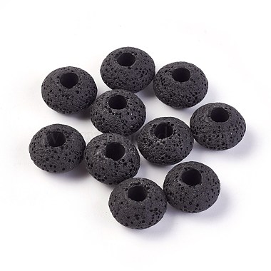 16mm Black Rondelle Lava Beads
