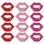 12Pcs 3 Colors Alloy Rhinestone Cabochons, Lip, Mixed Color, 17x24.5x3mm, 4pcs/color(ALRI-CA0001-16)