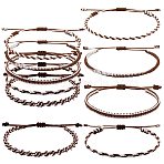 5Pcs 5 Style Nylon Thread Woven Braided Bracelets Set, Friendship Surfer Bracelets for Women, Camel, Inner Diameter: 2~3-1/8 inch(5~8cm), 1Pc/style(BJEW-SW00052)