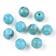 Acrylic Beads, Imitation Gemstone Style, Faceted, Round, Dark Turquoise, 11mm, Hole: 2mm, about 540pcs/500g(SACR-S001-11mm-13)