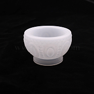 DIY Silicone Molds, for Candlestick Making, Resin Casting Pendant Molds, For UV Resin, Epoxy Resin Molds Making, Bowl with Oval Pattern, White, 95x60mm(CAND-PW0002-046)