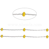 Stainless Steel Cardano Chains, with Enamel Beads and Spool, Long-Lasting Plated, Soldered, Flat Round, Stainless Steel Color, Yellow, 1x1mm, about 32.8 Feet(10m)/roll(CHS-I006-01P-A)