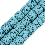 Synthetic Lava Rock Beads Strands, Dyed, Column, Dark Turquoise, 10x10mm, Hole: 2mm, about 39pcs/strand, 15.35 inch(39cm)(G-S359-171J)