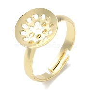 Rack Plating Adjustable Brass Sieve Ring Settings, Long-Lasting Plated, Lead Free & Cadmium Free, Round, Light Gold, Tray: 12mm, US Size 7 3/4(17.9mm)(KK-F090-07LG)
