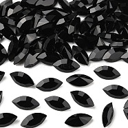 Preciosa&reg MAXIMA Crystal Fancy Stones, Czech Crystal, 435 14 615 Navette(Horse Eye), Unfoiled, 23980 Jet, 10x5mm(X-PRC-FG10-23980)