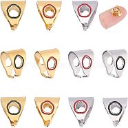 Unicraftale 12Pcs 4 Style 304 Stainless Steel Snap on Bails, with Enamel, Triangle, Golden & Stainless Steel Color, 9x8x7mm, Pin: 1mm, 3Pcs/style(STAS-UN0037-90)