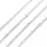 3.28 Feet 304 Stainless Steel Cable Chains, Soldered, Flat Oval, Stainless Steel Color, 1.6x1.3x0.3mm(X-CHS-F007-01P-A)