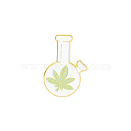 Spring Theme Alloy Brooches, Enamel Bottle Lapel Pin, for Backpack Clothes, Golden, Maple Leaf Pattern, 27x20mm(SPRI-PW0001-097B)