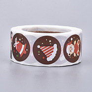 Christmas Roll Stickers, 8 Different Designs Decorative Sealing Stickers, for Christmas Party Favors, Holiday Decorations, Christmas Themed Pattern, 25mm, about 500pcs/roll(DIY-J002-B06)