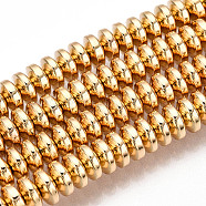 Electroplate Non-magnetic Synthetic Hematite Bead Strands, Rondelle, Light Gold Plated, 6x3mm, Hole: 1mm, about 125~133pcs/strand, 15.7 inch(G-Q465-11KC)