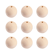 Unfinished Wood Beads, Natural Wooden Loose Beads Spacer Beads, Round, 40x40mm, Hole: 7mm(WOOD-PH0008-17)
